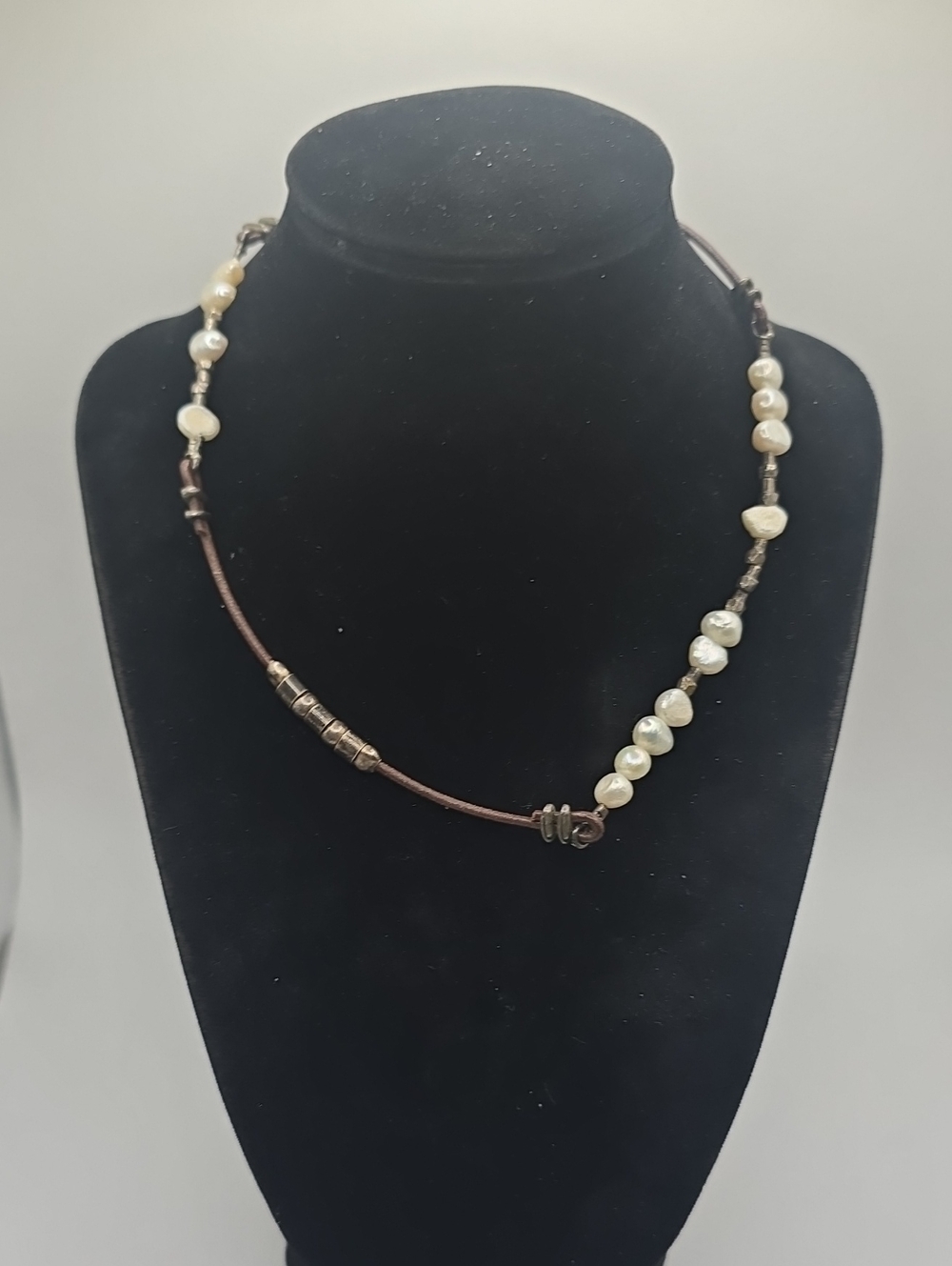 Silpada Pearl and Leather Strand Necklace